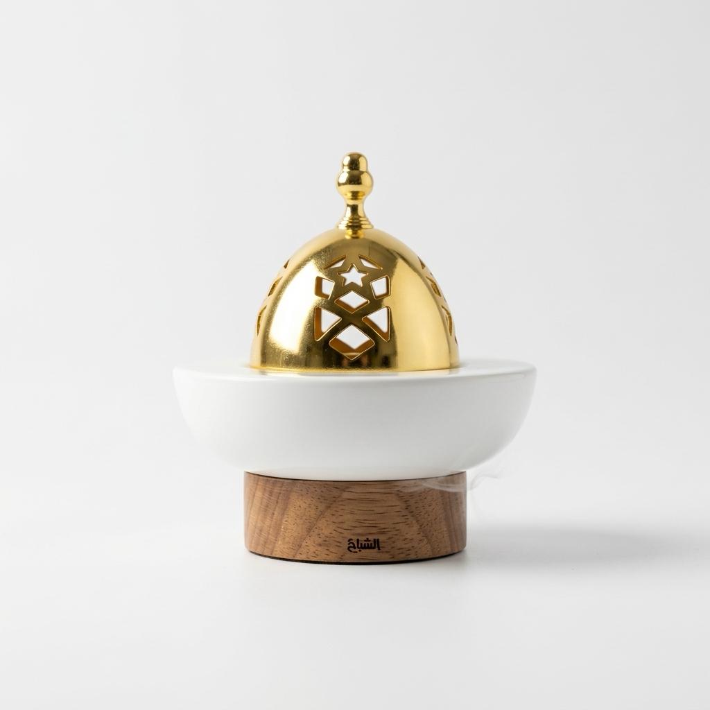 White Round with Gold Dome by Al Shaya Perfumes