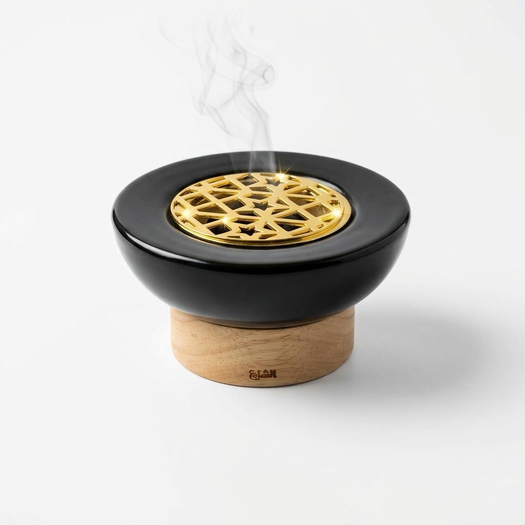 Mubkhar Modern Round Black by Al Shaya Perfumes