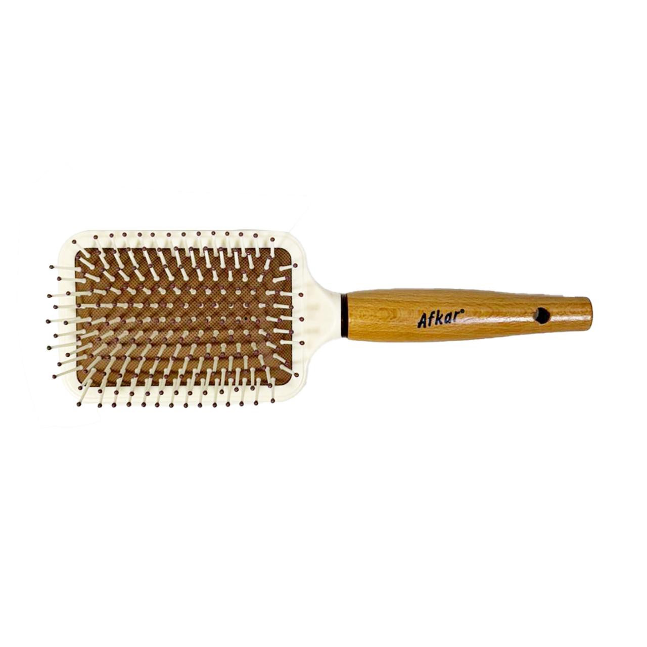 Square Wooden Hair Brush with Cylindrical Handle by Afkar