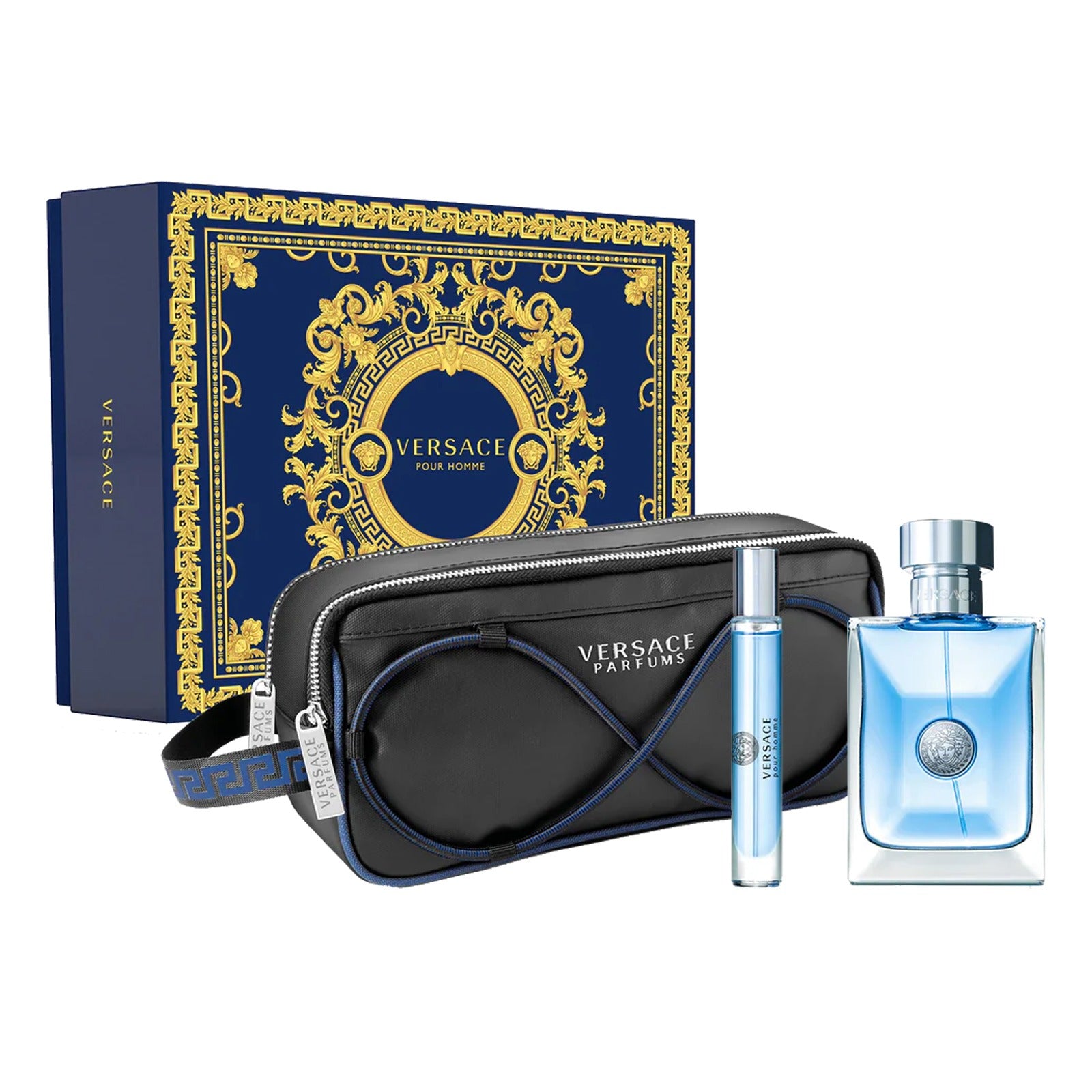 مجموعة عطر رجالي بور هوم من فيرساتشي (EDT 100 مل + EDT 10 مل + حقيبة يد )