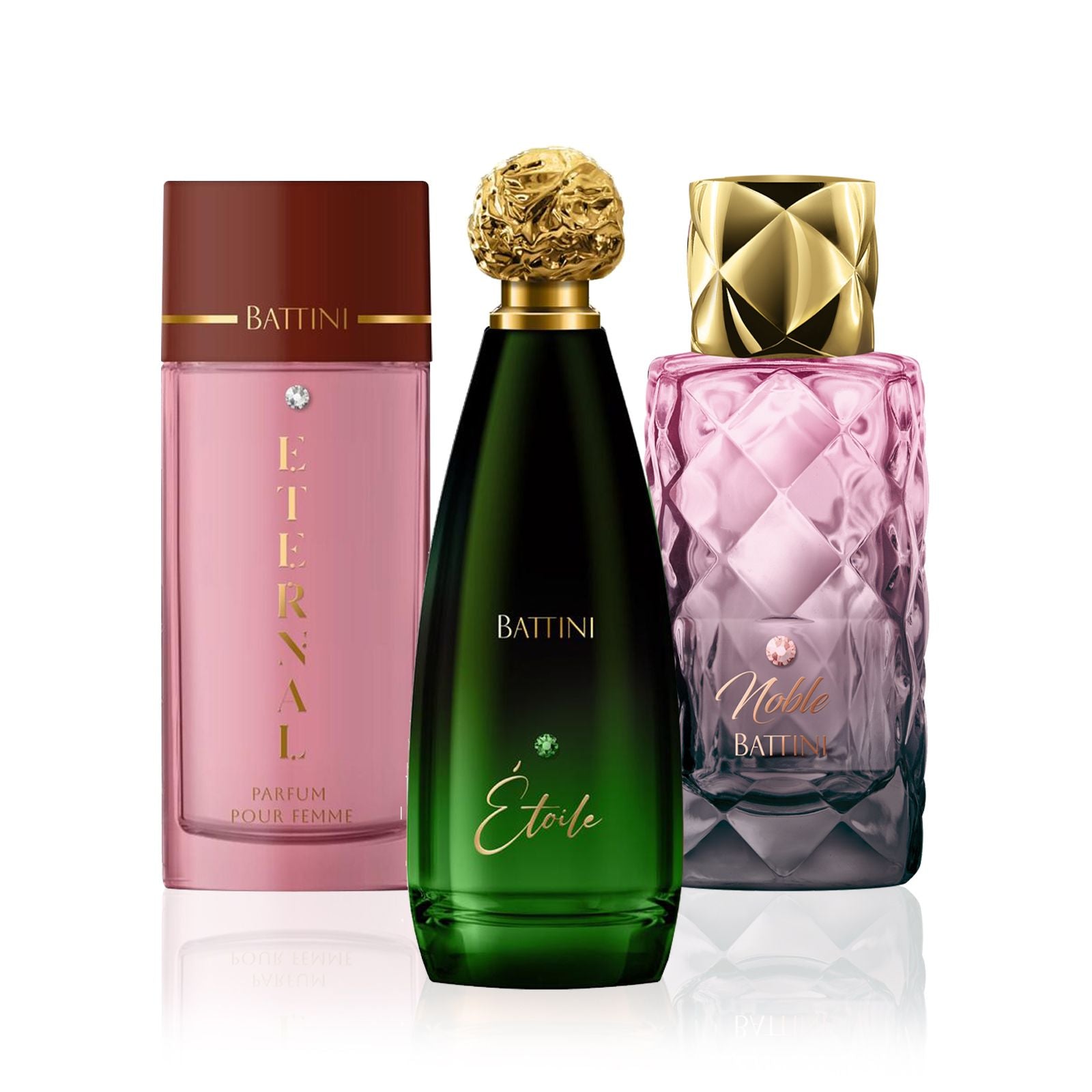 مجموعة عطور نسائية EDP من جاكوس باتيني (عطر ايتوال كريستال ايديشن - 100 مل +عطر إتيرنال كريستال ايديشن  - 100 مل + عطر نوبل - 100 مل )