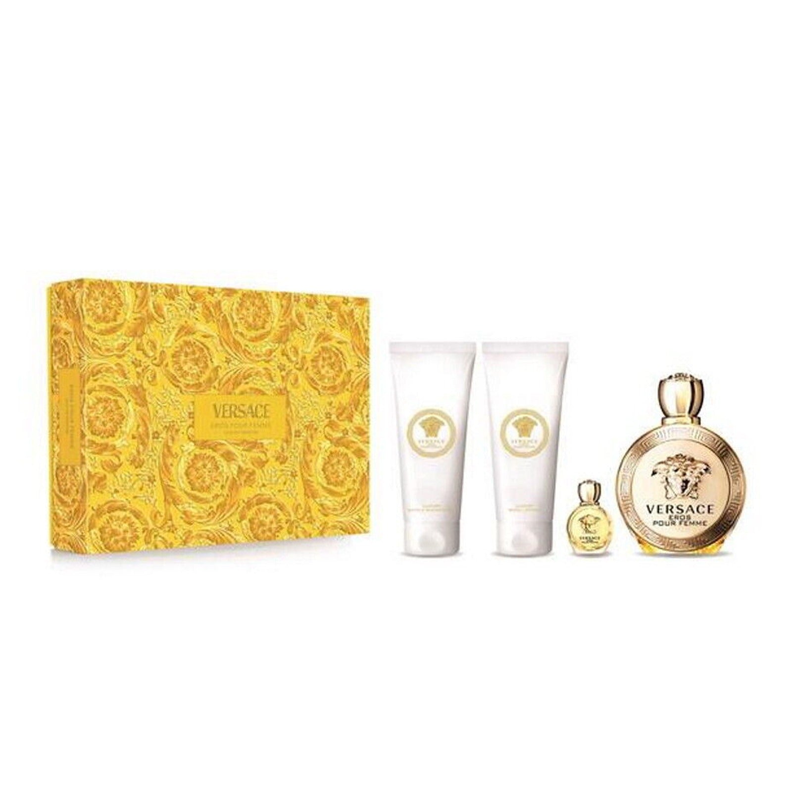 Eros Women's Gift Set by Versace (EDT 100 ml + EDT 5 ml + Lotion 100 ml + Shower Gel 100 ml)